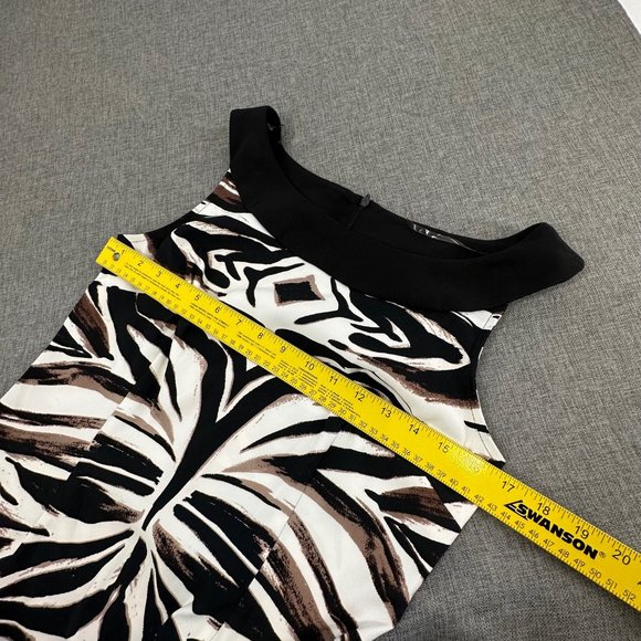 Connected Apparel Zebra Dress Sz 10 Sleeveless Boat Neck Black Brown Off White - Picture 7 of 13